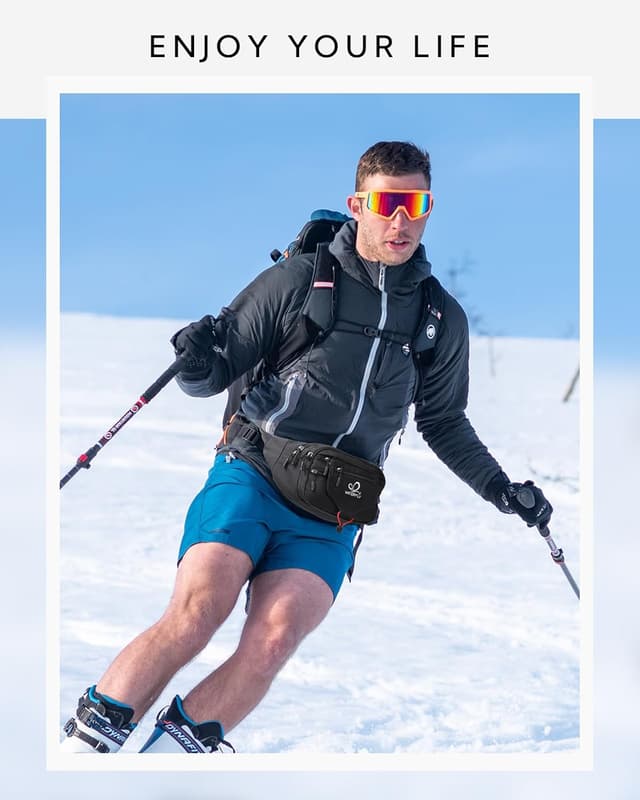 Detalle 2 de WATERFLY Bauchtasche/Gürteltasche für Damen & Herren – Sport-Hüfttasche zum Laufen, Fitness und Wandern (Schwarz)