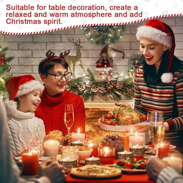 Detalle 2 de EMAGEREN 12 Wooden Tea Light Candle Holders set – rustic wooden votive holders for wedding centrepieces