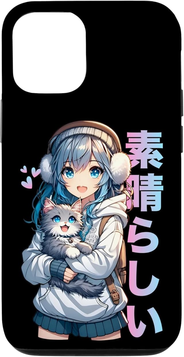 Detalle de Coque iPhone 12 chat kawaii manga