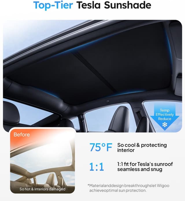 Detalle 2 de Wigoo Tesla Model Y Juniper Sunshade