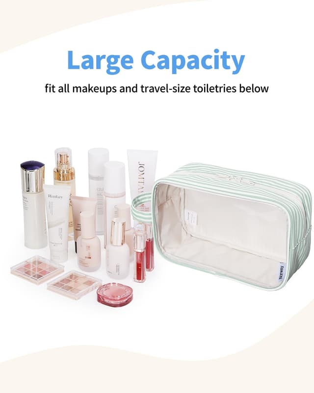 Detalle 2 de Narwey Clear Travel Toiletries Bag Mint Stripe