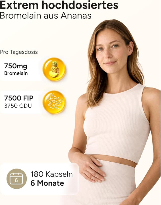 Detalle 2 de 180 Bromelain Kapseln 7500 FIP/Kapsel - Enzymaktivität 10.000 FIP/g