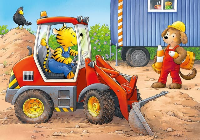 Detalle 2 de Ravensburger Kinderpuzzle 8 Teile Tiere auf der Baustelle