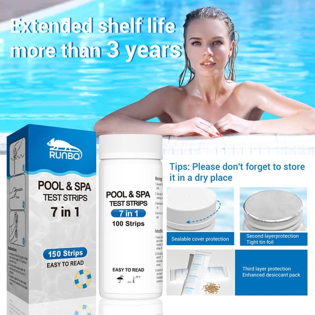 Thumbnail 4 de Tiras reactivas 7 en 1 para piscinas spa, 150 unidades