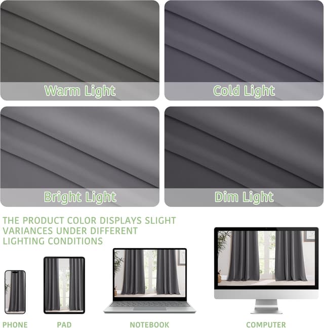 Detalle 2 de KGORGE Extra breite Verdunklungsvorhänge 220×200 cm 🪟