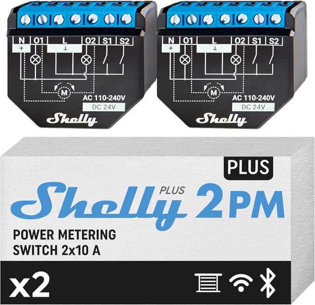 Imagen de Shelly Plus 2PM Relé WiFi Bluetooth 2 canali 16A en OfertitasTOP