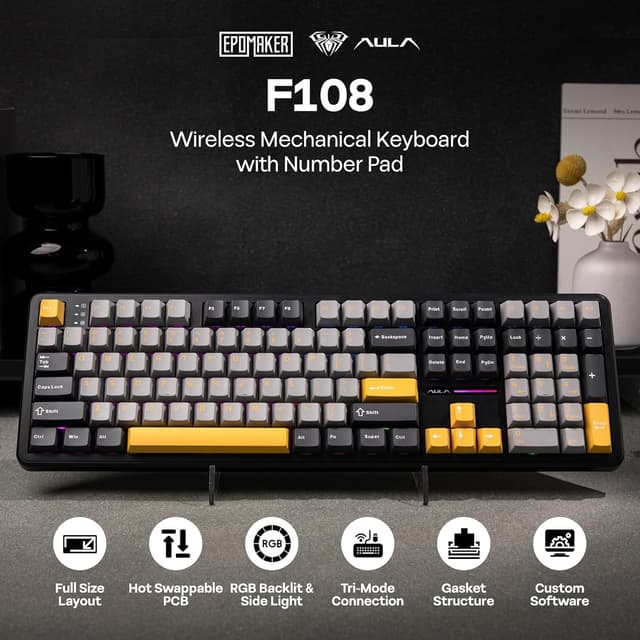Detalle de EPOMAKER F108 mechanical keyboard 4000 mAh