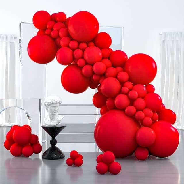Detalle de PartyWoo Red Balloon Arch Kit (127pcs) in Mixed Sizes: 36", 18", 12", 10", and 5