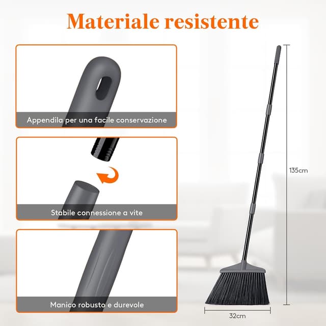 Detalle de Lifewit Scopa da Esterno 135 cm con manico telescopico regolabile