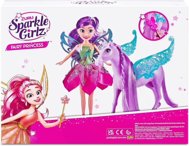 Detalle 2 de Sparkle Girlz Fairy Princess avec poupée Licorne : ensemble licorne blanche et accessoires de coiffage