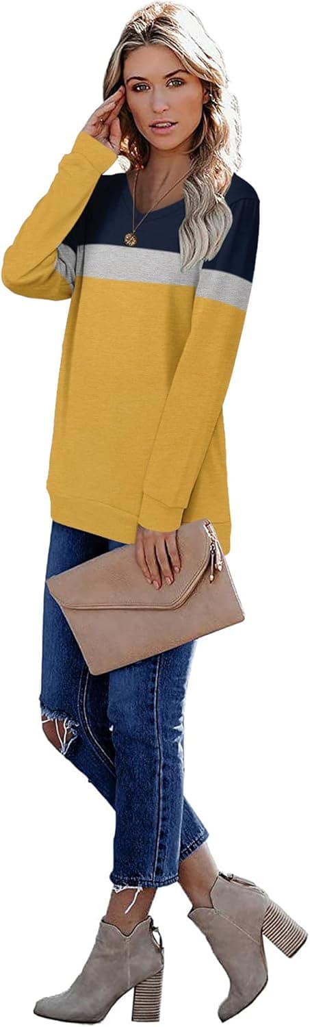 Detalle de KISSMODA women’s long sleeve V-neck sweatshirt tunic top (casual loose fit)