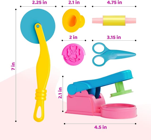 Detalle 2 de Dough Tools for Kids 46-Piece Playdough Accessories Set (Molds, Cutters, Roller, DoughMat & Storage Bag)