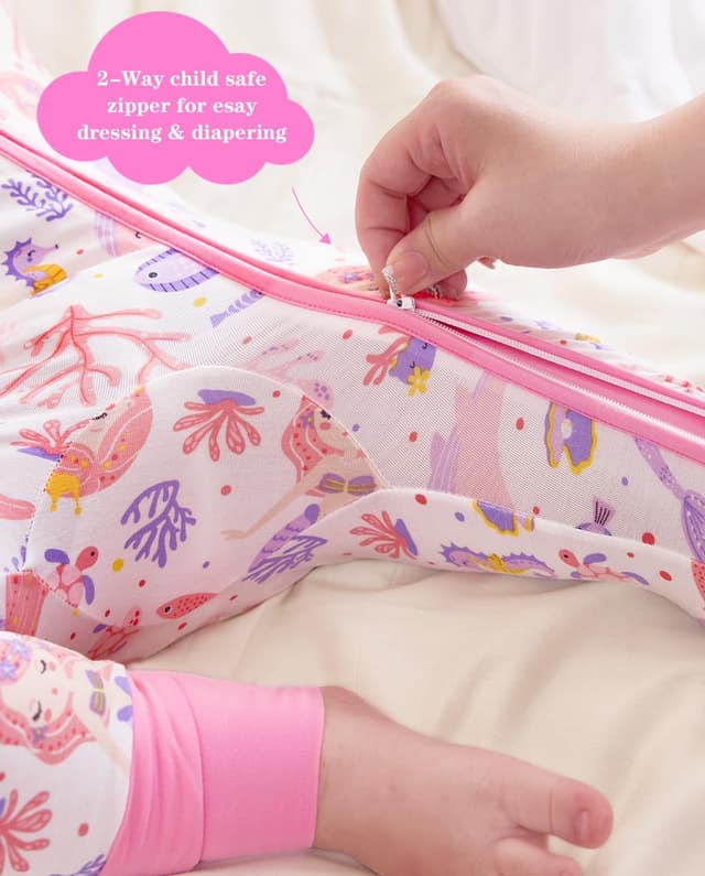 Detalle 2 de babee Reshinee Bamboo Viscose Baby Footie Pajamas Convertible Zipper Onesie (0–24M)