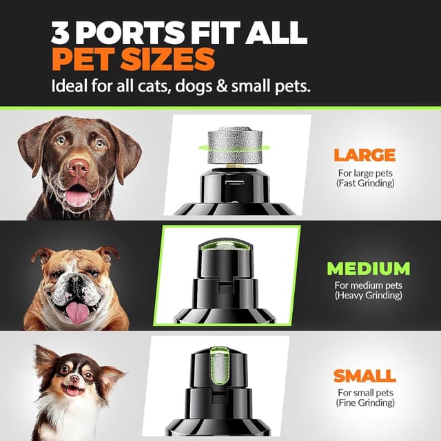 Detalle de Whisper Quiet Dog Nail Grinder with 4 LED Lights, 3-Speed Rechargeable Grooming Kit (with 3 Grinding Bits)