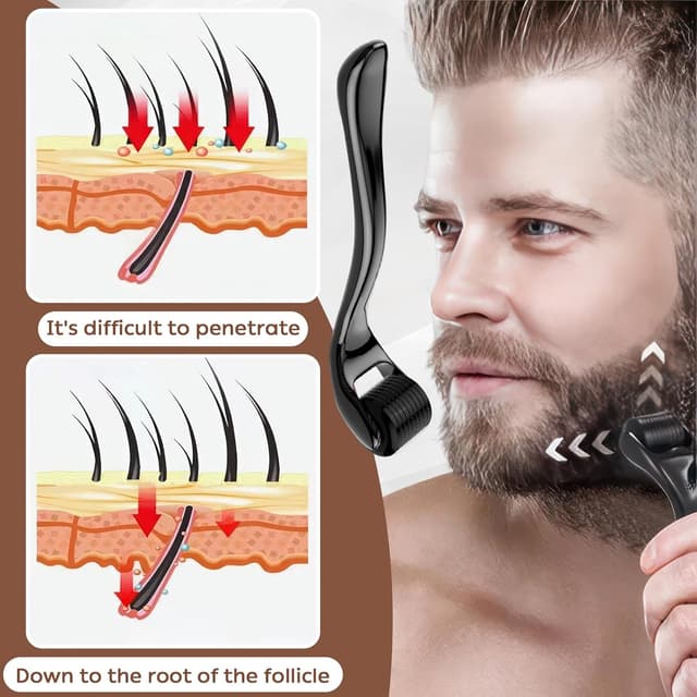 Detalle de Bartroller 0,5 mm Derma-roller mit 540 Titan-Nadeln für Bartwuchs