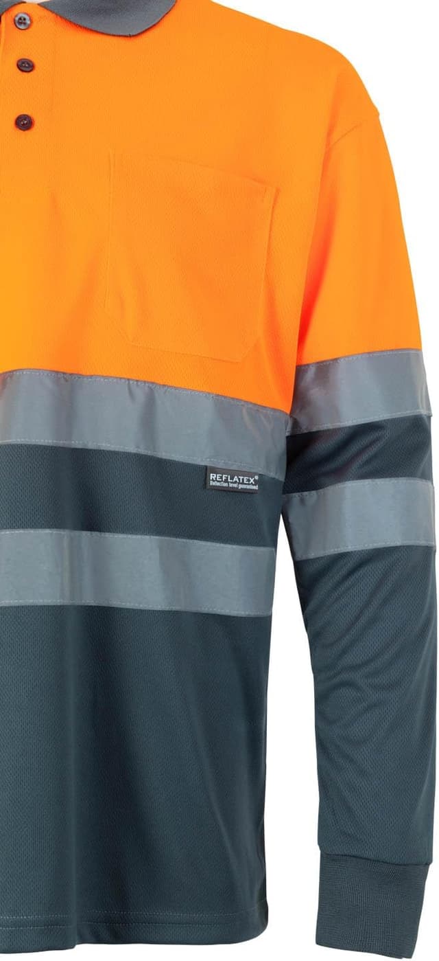 Thumbnail 4 de Velilla 175 Polo Bicolor Larga Gris/Naranja Flúor 🌟
