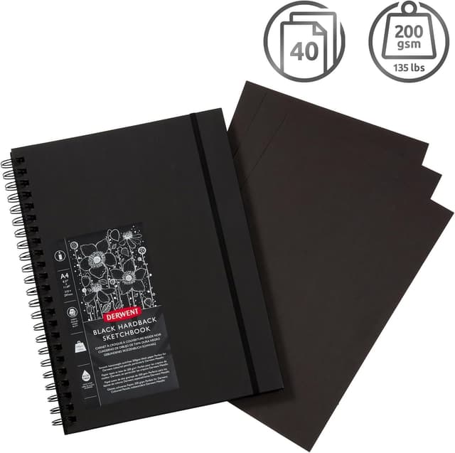 Detalle de Derwent 2300379 Cuaderno de Anillas A4 Negro 📓