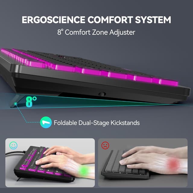 Thumbnail 4 de TECKNET 7-colour Wired USB Keyboard UK Layout