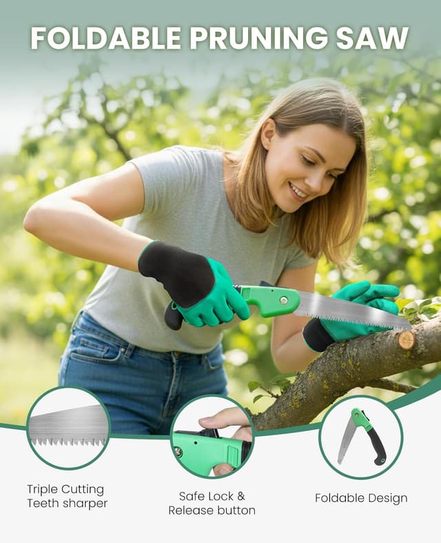 Detalle de Set di attrezzi da giardinaggio YAUNGEL da 10 pezzi con teste in acciaio inox e manici antiscivolo