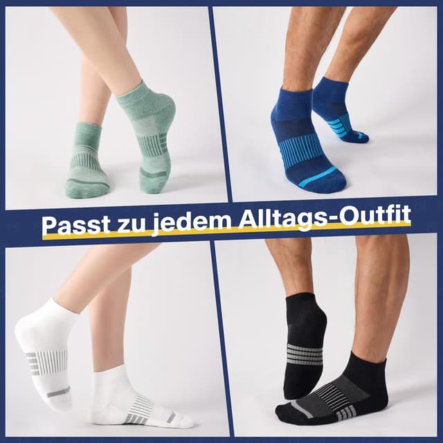 Detalle de Niofind Merino Wandersocken Quarter-Sneaker-Socken 6 Paar – atmungsaktiv, feuchtigkeitsregulierend
