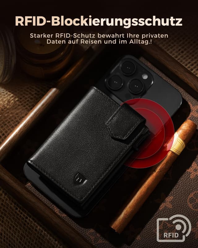 Detalle 2 de LORZOR Kartenetui mit XXL-Münzfach 10+ Münzen