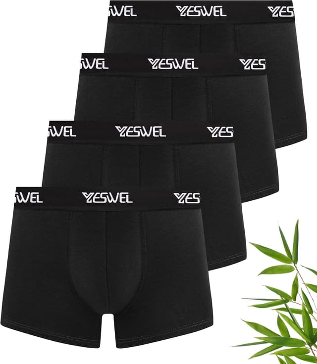 Detalle de YESWEL Bamboo Boxers for Men (Multipack of 4 & 6) – breathable, no-itch labels trunks