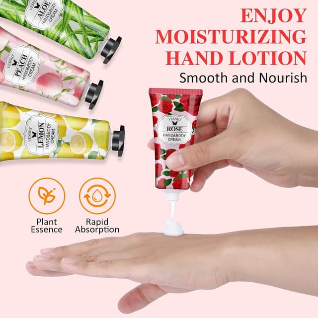 Detalle de VESPRO 210 Pack Moisturizing Hand Cream Gift Set (14 Scents) Travel-Size Lotions for Dry, Cracked Hands
