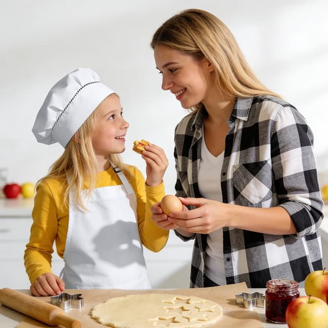 Detalle de DiULi Set grembiule per bambini + cappello da cuoco regolabile (7-13 anni) bianco