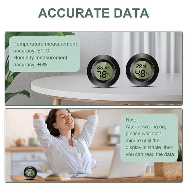 Detalle de Lot de 3 mini thermomètres numériques d’intérieur Wowfast (hygromètre LCD) pour température et humidité