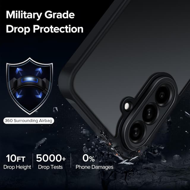 Detalle de ivoler 3 in 1 Case for Samsung Galaxy A56 5G with Tempered Glass (Military Protection) – Black