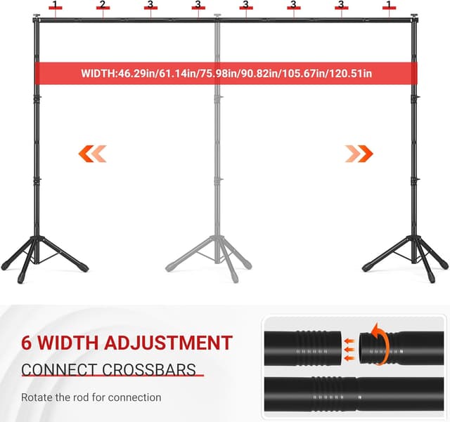 Detalle 2 de JSungo Adjustable Backdrop Stand (10x7.5 FT) with Clamps, Carry Bags, and Quick Setup