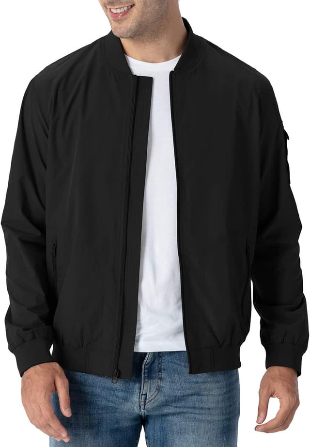 Detalle de Rdruko Men’s Lightweight Bomber Jacket Lightweight Windbreaker (Full-Zip)