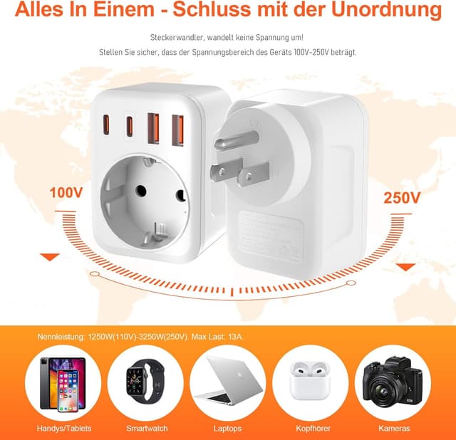 Thumbnail 4 de USA Adapter Steckdose 5‑in‑1 3750W 🔌