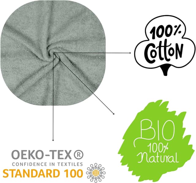 Detalle de Serviette de bain Stof Lagune 70x140 cm en coton bio, couleur Lichen