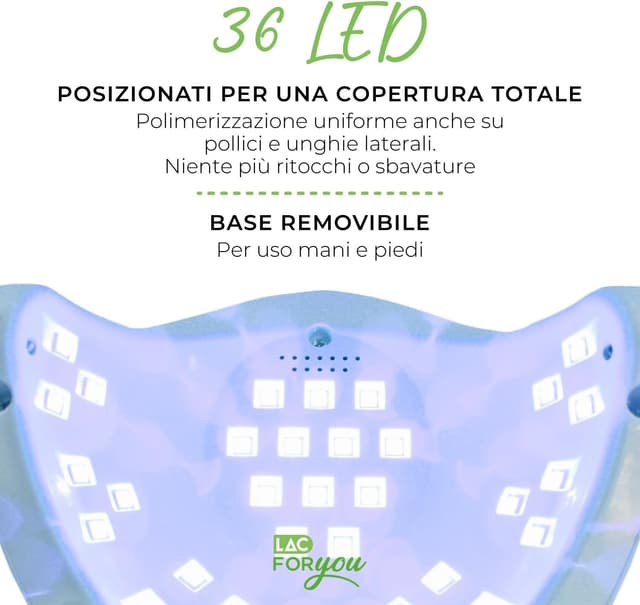 Detalle 2 de LAC FOR YOU Lampada UV LED per unghie 36 LED 365 + 405 nm con 4 timer e display LCD