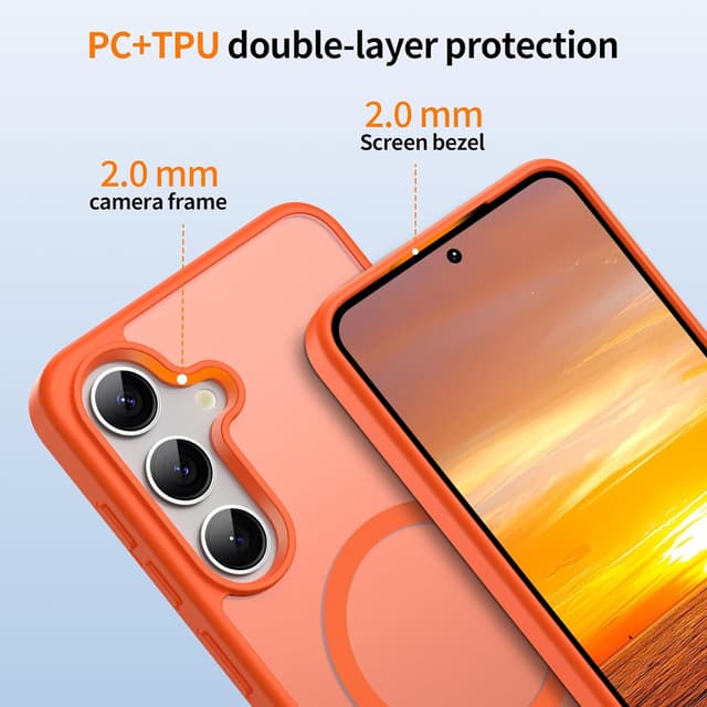 Thumbnail 6 de Jshru Magnetic Case for Galaxy S24 Plus / S25 Plus (Magsafe) with HD Screen Protectors – Orange