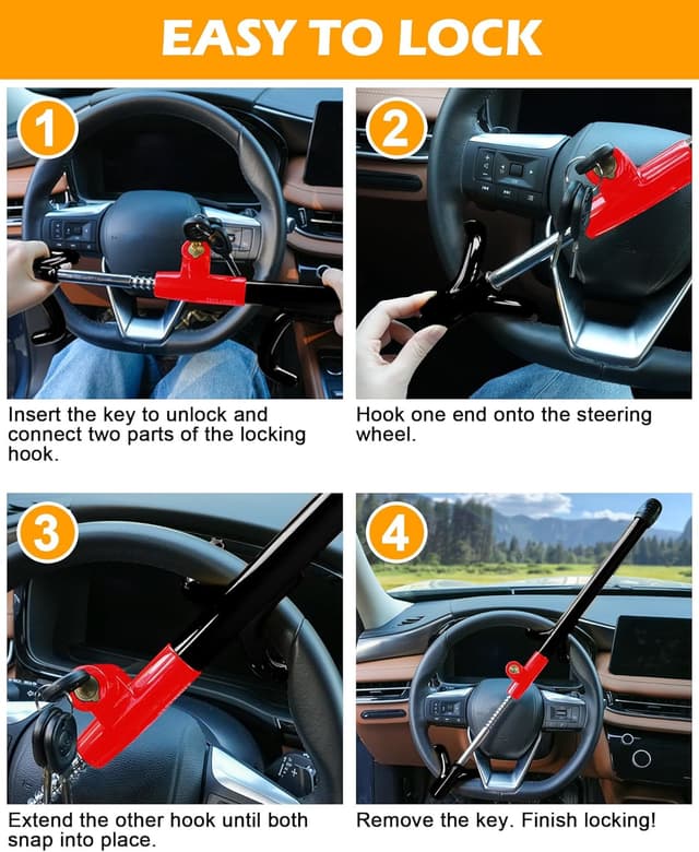 Thumbnail 5 de Tevlaphee Steering Wheel Lock 3-key 🔒