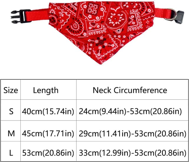 Detalle de Ling & Bai 2pcs Adjustable Dog Bandana Collar (Boho Pet Bibs Scarf) – Red, M