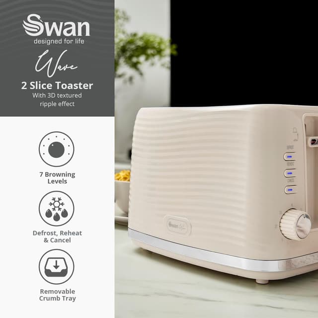 Detalle 2 de Swan ST19034CRM Wave 2-Slice Toaster