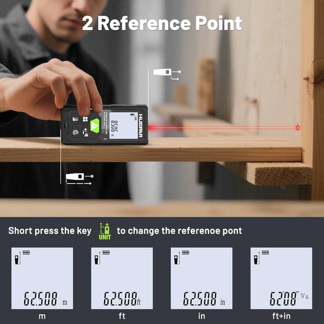 Detalle de Huepar Laser Measure (DM-LM50) digital laser distance meter up to 50m/100m with backlit LCD