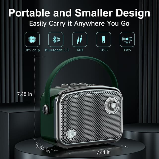Thumbnail 3 de TOMPROAD Vintage Bluetooth-Lautsprecher Braun Grün