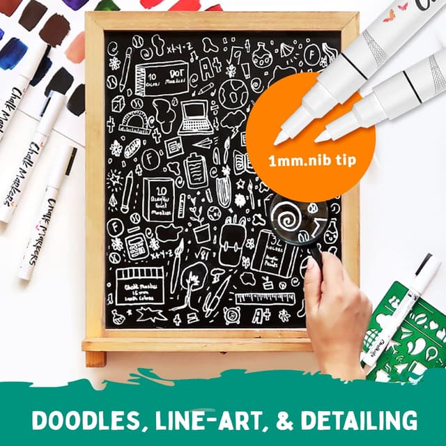 Thumbnail 2 de Lot de 4 marqueurs craie blanche 1 mm