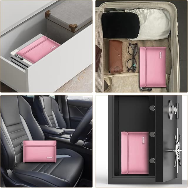 Detalle de Noiposi 2er Pack feuerfeste Tasche (21,5 x 14 cm, 5200°F) mit Kartenfach – wasserdicht & mit Reißverschluss