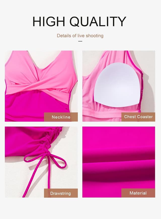 Detalle de Dokotoo women’s one-piece tropical floral swimsuit with crisscross lace-up details