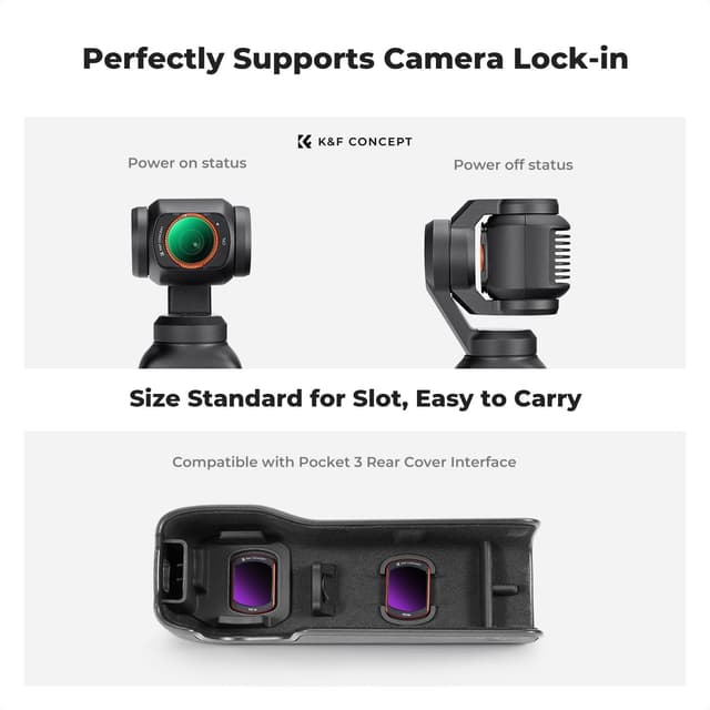 Detalle de K&F CONCEPT HD CPL + ND16/ND64/ND256 Filter Kit for DJI Osmo Pocket 3 Creator Combo