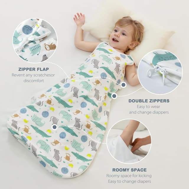 Detalle de Mosebears Sacco nanna in cotone 0,5 tog per neonati 18-24 mesi, con cerniera a doppio cursore