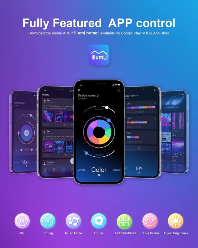 Detalle de Nexillumi 10M Smart Bluetooth LED Strip Lights (RGB) with App, Remote & Music Sync