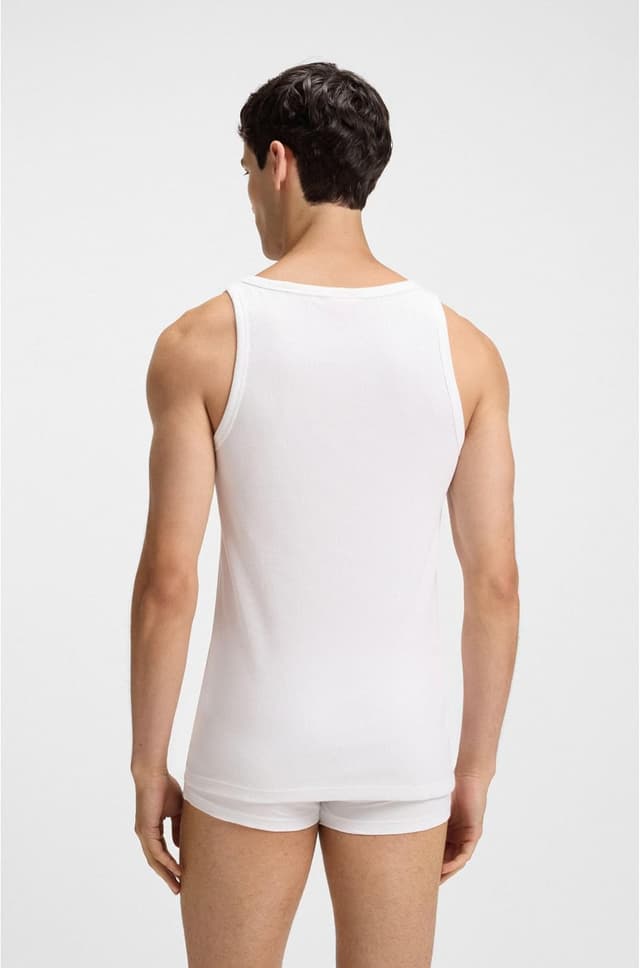 Detalle 2 de HUGO Men’s Tank Top Twin Pack (Two-Pack) in Stretch Cotton with Logos, White (L)