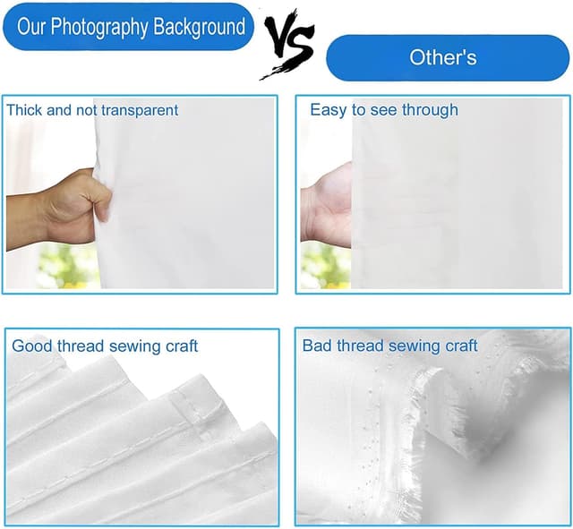 Detalle de Bonvvie Fotohintergrund Weiß, faltbar (2x3 m) aus Musselin/Satin