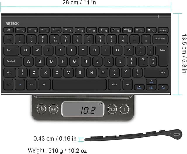 Thumbnail 5 de Arteck 2.4G Wireless Stainless Steel Keyboard 6‑Month Battery ⌨